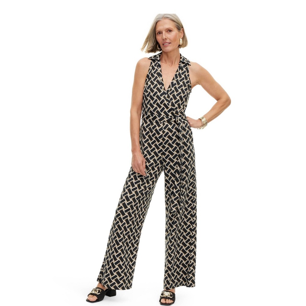 DVF for Target Women’s Collared Sleeveless Vintage Weave Jumpsuit - Size M